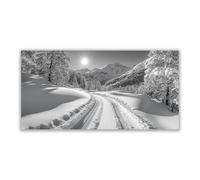 BOHUO Impression Sur Toile XXL Tableaux Hiver Forêt Noir et blanc Tableau Neige Paysage - Decoration Murale Salon Moderne - Image sur Toile(Blanc 50)-60x120cm Sans cadre