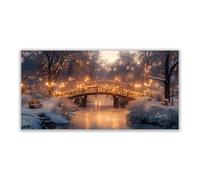 BOHUO Impression Sur Toile XXL Tableaux Hiver Forêt Nuit d'hiver Paysage naturel Tableau décoration moderne imprimé sur toile pour Chambre Cuisine Bar(Or 65)-80x160cm Sans cadre