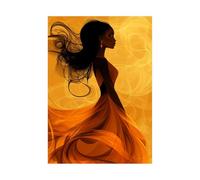 BOHUO ImpriméE De Femmes Noires Africaines Peinture Sur Toile Portrait abstrait Moderne Tableau Peintures Murale Pour Salon Chambre Decoration(Jaune 74)-50x70cm Sans cadre