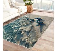 BOHUO Intérieur Tapis De Salon 3D Retro Plage Océan Bord de mer Chambre Adulte Salon Modern Vintage Abstrait Pastel Carpet(Gris 10)-90x150cm