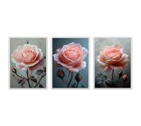 BOHUO Lot De 3 Fleur Botanique Impression sur Toile Élégant Tableau Art Décoratif Muraux Décoration Chambre Art - Printemps - Nature(Rose 41)-50x70cmx3 Sans cadre