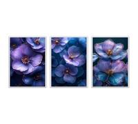 BOHUO Lot De 3 Fleur Botanique Impression sur Toile Minimaliste Paysage naturel Tableau décoration moderne imprimé sur toile pour Chambre Cuisine Bar(Violet 30)-40x60cmx3 Sans cadre