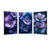 BOHUO Lot De 3 Fleur Botanique Impression sur Toile Minimaliste Paysage naturel Tableau décoration moderne imprimé sur toile pour Chambre Cuisine Bar(Violet 30)-30x40cmx3 Encadrée