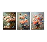 BOHUO Lot De 3 Fleur Botanique Impression sur Toile Vintage Peinture Florale Abstraite Vintage Decoration Murale Salon Maison Deco Chambre(Rose 8)-30x40cmx3 Sans cadre