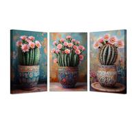 BOHUO Lot De 3 Floral Image sur Toile Abstraite Peintures sur Toile Minimaliste Paysage naturel-Impression panoramique moderne-Pour chambre à coucher(Rose 3)-60x80cmx3 Encadrée