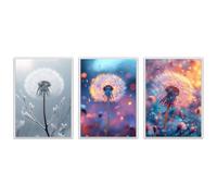 BOHUO Lot of 3 Fleurs Impression sur Toile Decoration Murale Peinture Tableaux Coloré Décoration de Chambre Salle De Bain Bureau Maison Décorations(Gris 42)-30x40cmx3 Sans cadre