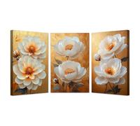 BOHUO Lot of 3 Fleurs Impression sur Toile Decoration Murale Peinture Tableaux Minimaliste Tableau Decoration Murale Salon Moderne Bain Maison Décorations(Jaune 20)-50x70cmx3 Encadrée