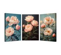 BOHUO Lot of 3 Fleurs Impression sur Toile Decoration Murale Peinture Tableaux Rétro Paysage naturel-Impression panoramique moderne-Pour chambre à coucher(Rose 31)-40x60cmx3 Encadrée