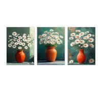 BOHUO Lot of 3 Tableaux Decoratifs - Tableau Toile Salon Grand Format Abstrait Moderne Decoration Murale Chambre Salle De Bain Cuisine Bureau(Blanc 4)-30x50cmx3 Sans cadre