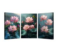 BOHUO Lot of 3 Tableaux Decoratifs - Tableau Toile Salon Grand Format Minimaliste Tableau Affiche de Océanique pour Salle de Bain Chambre Salon(Rose 15)-50x70cmx3 Encadrée