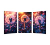 BOHUO Lot of 3 Tableaux Decoratifs - Tableau Toile Salon Grand Format Plantes Décoration murale pour salon et chambre Scintillait fleurs nature plantes(Or 37)-30x40cmx3 Encadrée