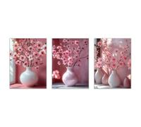 BOHUO Lot of 3 Tableaux Decoratifs - Tableau Toile Salon Grand Format Zen Tableau Affiche de Océanique pour Salle de Bain Chambre Salon(Rose 15)-60x80cmx3 Sans cadre