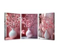 BOHUO Lot of 3 Tableaux Decoratifs - Tableau Toile Salon Grand Format Zen Tableau Affiche de Océanique pour Salle de Bain Chambre Salon(Rose 15)-50x70cmx3 Encadrée