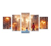 BOHUO Lot of 5 Tableau sur toile hiver Minimaliste Tableaux Decoration Murale Moderne - Salon Salle Panorama(Or 43)-60x125cm Sans cadre