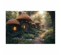 BOHUO Maison de champignon Toile de fée Art mural Gravures de paysages forestiers Peinture pour pièce Salon Maison de rêve-20x30cm Sans cadre