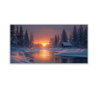 BOHUO Moderne Impression sur Toile hiver paysage Coucher de soleil Tableaux Decoration Murale Moderne - Salon Salle Panorama(Orange 33)-30x60cm Sans cadre