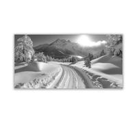 BOHUO Moderne Impression sur Toile hiver paysage Noir et blanc photos peintures sur toile Décoration murale pour le salon,Décorations d’intérieur(Blanc 68)-80x160cm Sans cadre