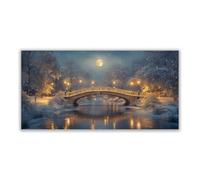 BOHUO Moderne Impression sur Toile hiver paysage Nuit d'hiver Tableaux Decoration Murale Moderne - Salon Salle Panorama(Or 43)-60x120cm Sans cadre