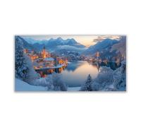 BOHUO Moderne Impression sur Toile hiver paysage Paysage naturel Paysage naturel Tableau décoration moderne imprimé sur toile pour Chambre Cuisine Bar(Bleu 53)-40x80cm Sans cadre