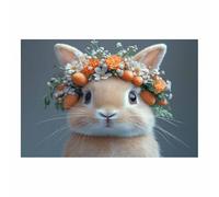 BOHUO Pâques Lapin Impression sur Toile Decoration Murale Drôle et mignon Impression sur Toile Art mural pour Salon Salle de bain Bureau Décoration Murale(Or 23)-20x30cm Sans cadre