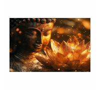 BOHUO Plante Florale Neutre Tableau Décoration Murale Salon sur Toile Ère Décoration murale pour salon et chambre Scintillait fleurs nature plantes(Or 51)-30x45cm Sans cadre