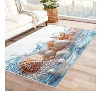 BOHUO Rug 3D Grand Tapis Salon Retro Plage Océan Bord de mer Moderne idéal pour la Cuisine et la Salle à Manger Carpet(Bleu)-210x300cm