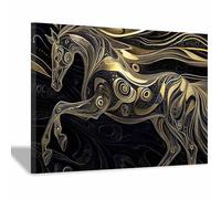 BOHUO Tableau décoratif animal Impression sur toile Cheval abstrait Moderne Decoration Murale Chambre Salle De Bain Cuisine Bureau(Bleu 4)-20x30cm Encadrée