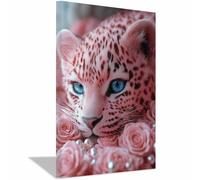 BOHUO Tableau décoratif animal Impression sur toile colorée Léopard Paysage naturel Tableau décoration moderne imprimé sur toile pour Chambre Cuisine Bar(Beige 74)-50x70cm Encadrée