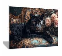 BOHUO Tableau décoratif animal Impression sur toile colorée Léopard Tableaux, Posters Et Arts DéCoratifs(Bronze 41)-60x90cm Encadrée