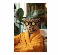 BOHUO Tableau décoratif animal Impression sur toile Léopard fleuri Tableaux Art Mural pour Salon Chambre Cuisine Décoration(Jaune 48)-70x100cm Sans cadre