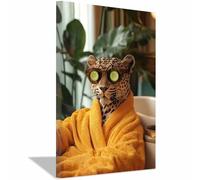 BOHUO Tableau décoratif animal Impression sur toile Léopard fleuri Tableaux Art Mural pour Salon Chambre Cuisine Décoration(Jaune 48)-20x30cm Encadrée