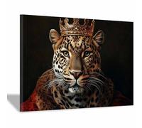 BOHUO Tableau décoratif animal Impression sur toile léopard Tableaux Art Mural pour Salon Chambre Cuisine Décoration(Or 48)-30x40cm Encadrée
