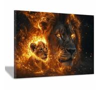 BOHUO Tableau décoratif animal Impression sur toile Lion cool Tableau Affiche Murale ImpriméS Pour Salle Bain Chambre Coucher(Orange 15)-30x45cm Encadrée