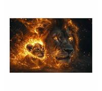 BOHUO Tableau décoratif animal Impression sur toile Lion cool Tableau Affiche Murale ImpriméS Pour Salle Bain Chambre Coucher(Orange 15)-50x70cm Sans cadre