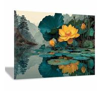 BOHUO Tableau Decoration Murale Salon Moderne Impression sur Toile Ère Impression sur Toile Art mural pour Salon Salle de bain Bureau Décoration Murale(Jaune 21)-80x120cm Encadrée