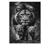 BOHUO Tableau Lion Tableau Decoration Murale Animal Tableau Animal, Faune Tableau Xxl Tableaux Toile Decoration Murale - 70x100cm Sans cadre(Noir)