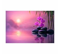 BOHUO Tableau Paysage Zen Impression Sur Toile Fleurs Tableau Affiche Murale ImpriméS Pour Salle Bain Chambre Coucher(Violet 15)-50x70cm Sans cadre