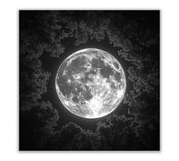 BOHUO Tableau sur toile Forêt pleine lune noir blanc, Ciel nocturne céleste déco murale maison intérieur(Gris 119)-40x40cm Sans cadre