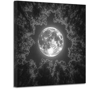 BOHUO Tableau sur toile Forêt pleine lune noir blanc, Ciel nocturne céleste décoration murale maison intérieur(Rouge 68)-40x40cm Encadrée