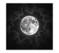 BOHUO Tableau sur toile Forêt pleine lune noir blanc, Ciel nocturne céleste décoration murale maison intérieur(Jaune 97)-20x20cm Sans cadre
