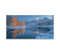 BOHUO Tableau sur toile hiver Lac Forest Tableau Affiche Murale ImpriméS Pour Salle Bain Chambre Coucher(Bleu 9)-40x80cm Sans cadre