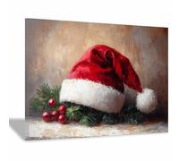 BOHUO Tableau sur toile Noël Neige Hiver Paysages rétro Décoration de Chambre Salle De Bain Bureau Maison Décorations(Rouge 44)-60x80cm Encadrée