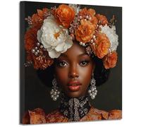 BOHUO Tableau sur toile Portrait couronne orange blanc, Perles accent murale décoration maison moderne(Argent 89)-50x50cm Encadrée