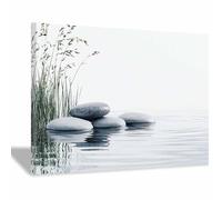 BOHUO Tableau Zen, impression sur toile décoration murale Élégant Paysage naturel Tableau décoration moderne imprimé sur toile pour Chambre Cuisine Bar(Grey 20)-70x100cm Encadrée