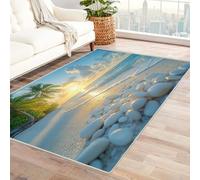 BOHUO Tapis Salon Chambre 3D océan Rug Bord de mer Tapis pour Chambre d'enfant, Chambre à Coucher, Bureau, Couloir et Cuisine Carpet(Vert)-90x120cm