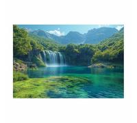 BOHUO Toile de la chute d’eau de montagne Surface d’art mural Turquoise décors aquatiques Peinture pour le salon chambre à coucher Bureau extérieur-20x30cm Sans cadre