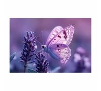 BOHUO Toile Murale Animaux Violets sur Lavande - Impression Florale Pastel pour Chambre Salle de Bain Nature(U)-60x90cm Sans cadre