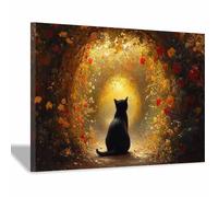 BOHUO Tunnel de fleurs Toile d’animal noire Art mural Tirages Golden Path Peinture pour le salon chambre à coucher Cozy Home Office-40x60cm Encadrée