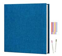 Boic Album Photo Adhésif Scrapbooking 40 Pages, Couverture en Lin DIY Famille Scrapbook 28 X 27 cm, Cadeau Original pour Valentin de Noël Anniversaire Mariage (Bleu)