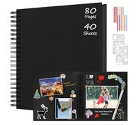 Boic Album Photo Scrapbooking 30x30cm, Fait à La Main Album Spirale 80 Pages, Livre D'or pour Voyage Mariage, Cadeaux de Noël Anniversaire Cadeaux de Saint-Valentin (Noir)